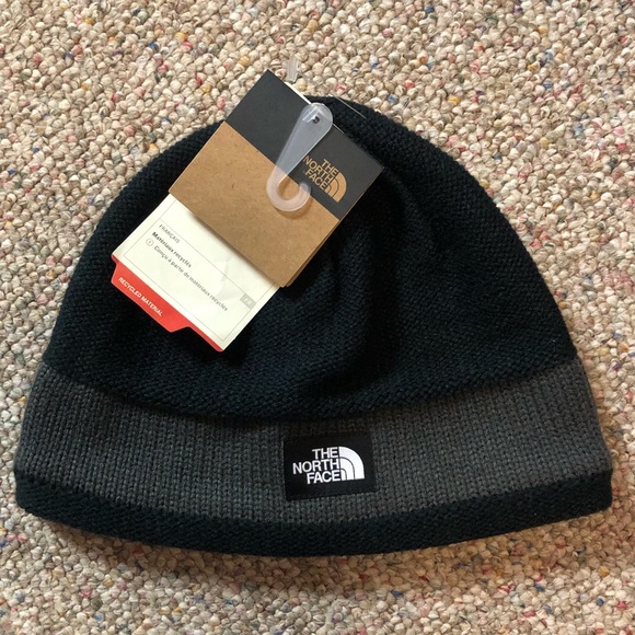 π The North Face Logo Stripe Beanie Black Asphalt - Picture 2 of 7